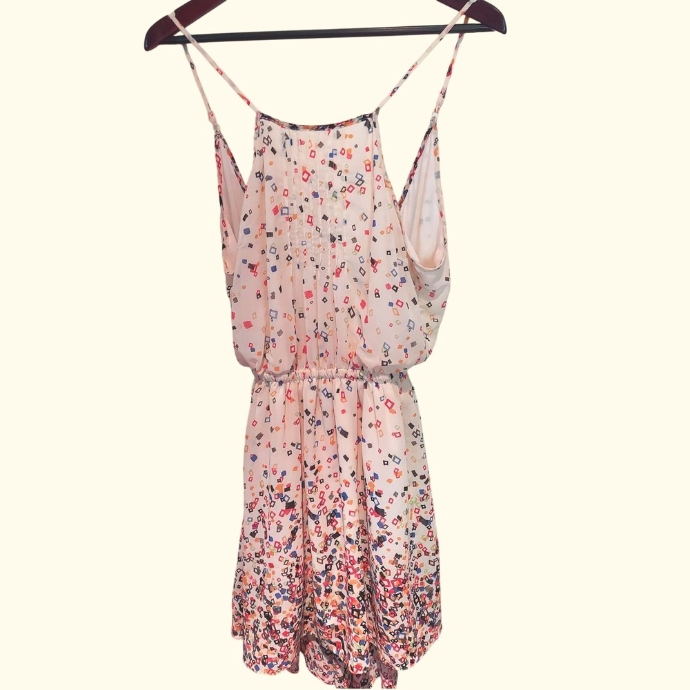 Double Zero Womens Geometric Confetti Print Open Back Halter Fairy Dress Cream M